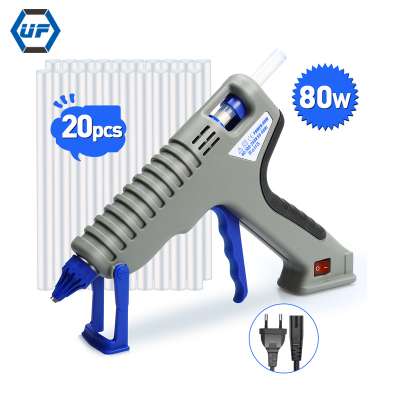 High Quality Industry Design Hot Melt Glue Gun DIY Tool Kit with 20pcs Glue Sticker 80W