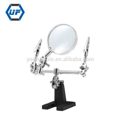 3X Third Hand Desktop Magnifier Helping Hand Auxiliary Clamp Alligator Clip Stand Magnifying Glass Soldering Stand