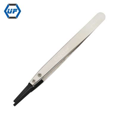 Manufacturer ESD Replaceable Flat Tip Stainless Steel Tweezers,Anti Static Tweezers