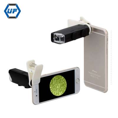 60-100X Optical Zoom Mobile Phone LED Microscope Lens with Universal Clamp